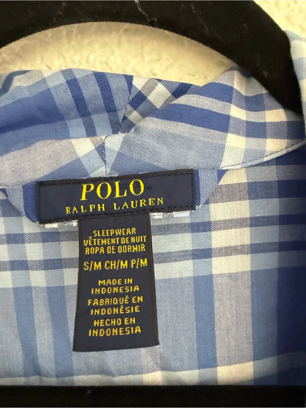 Polo Ralph Lauren Men’s Robe Small/Medium Plaid Cotton Robe Blue White Tie Waist